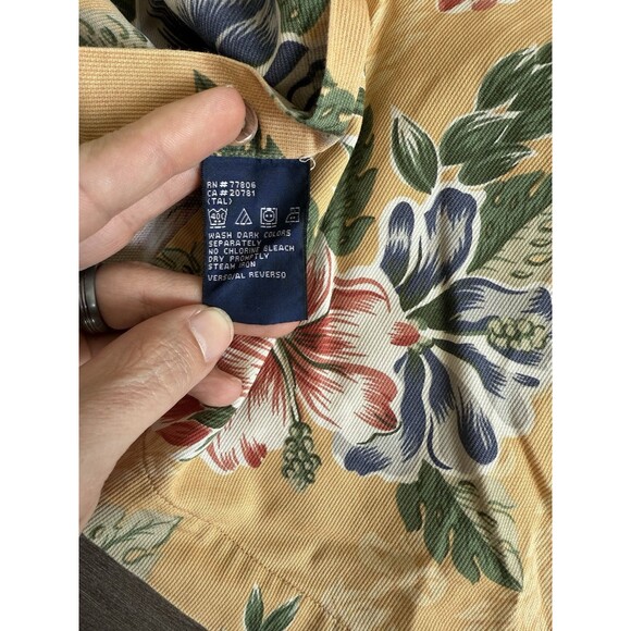 Tommy Hilfiger Hawaiian Shirt Mens Size XL Yellow Floral Short Sleeve Vintage - Picture 7 of 8